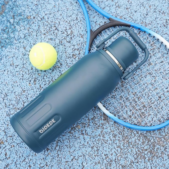 BJPKPK Insulated Water Bottle 50oz Vacuum Insulated Stainless Steel Water Bottles with Handle and Lid Travel Metal Thermos for Outdoor Sports,Black