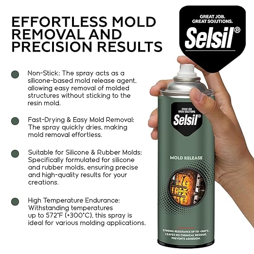 SELSIL Silicone Mold Release Aerosol Spray (2 x 13.5 fl oz) Professional Resin Mold Releaser, Non-Stick, Fast-Drying & Easy Mold Removal, (Pack of 2)