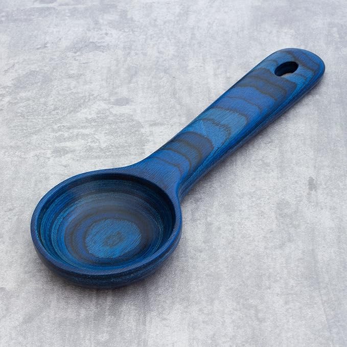 Baltique Malta Collection Wooden Coffee Scoop – Colorful Birch Wood Reusable Scoop for Ground Coffee, Protein Powder & More