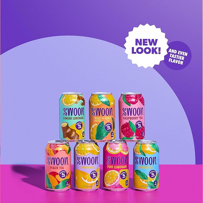 Swoon Best Sellers Pack - Low Carb, Paleo-Friendly, Gluten-Free Keto Drink - Made with 100% Natural Lemon Juice Concentrate, Sugar Free Iced Tea & Lemonade - 12 fl oz (Pack of 12)