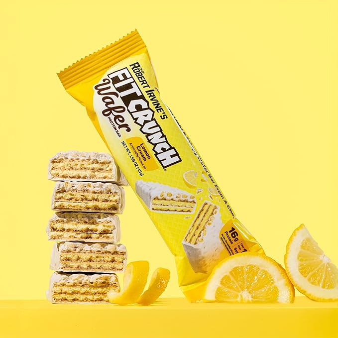 FITCRUNCH Wafer Protein Bars, Designed by Robert Irvine, 16g of Protein & 1g of Sugar (9 Bars, Lemon Cream)