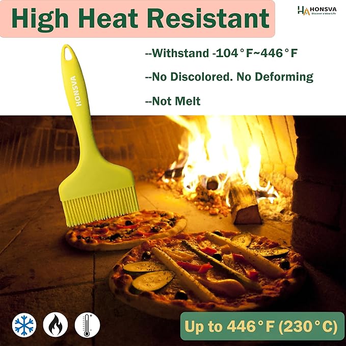 Massive Silicone Pastry Basting Brush, One-Piece Design, W/3.5" L/8.5", Heat Resistant Kitchen Brush for Baking, Grilling, Basting Oil, Butter, BBQ Sauce, Marinade, Dishwasher Safe, 1Pcs Yellow