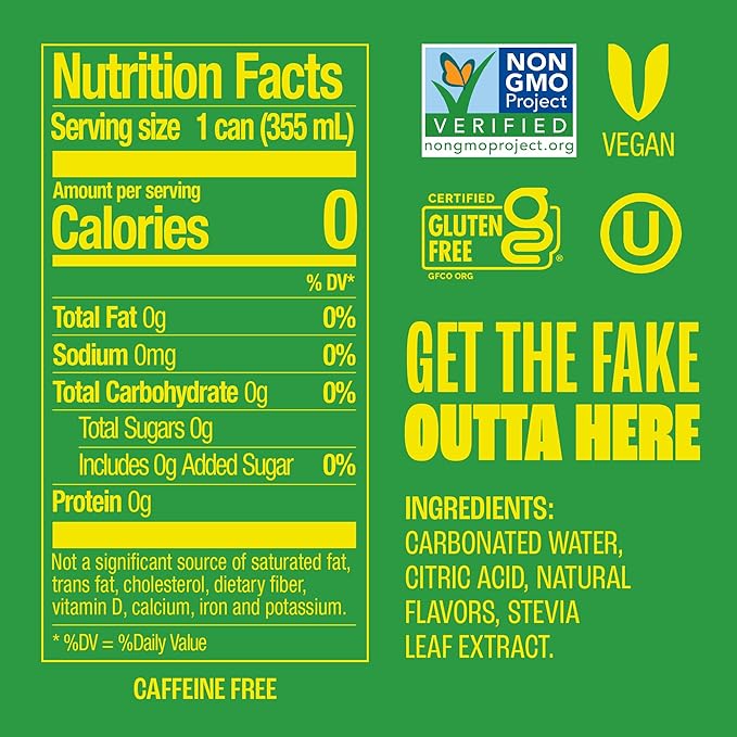 Zevia Zero Sugar Soda, Lemon Lime Twist, 12 oz Cans (24-Pack) – Naturally Sweetened, Non-GMO Project Verified, Gluten-Free, Vegan