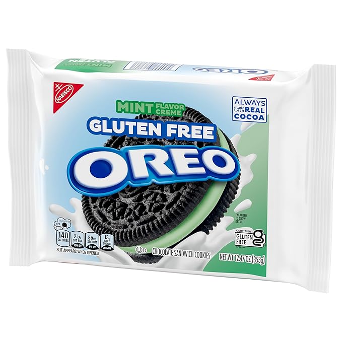 OREO Gluten Free Mint Creme Chocolate Sandwich Cookies, Gluten Free Cookies, 12 - 12.47 oz Packs