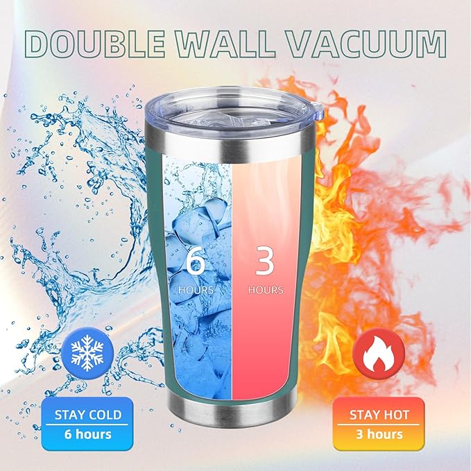 MEZMUT 20oz Coffee Tumbler with Lid and Straw Double Wall Vacuum Insulated Cup Stainless Steel Travel Mugs Insulated for Hot and Cold Leakproof Powder Coated Tumbler for Indoor and Outdoor(Deep Green)
