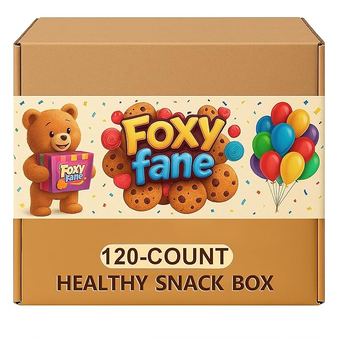 Foxy Fane 120-Count Holiday Gift Box - 120 Healthy Snacks & Treats - Perfect Variety Pack for Easter - Great for Family, Friends & Office
