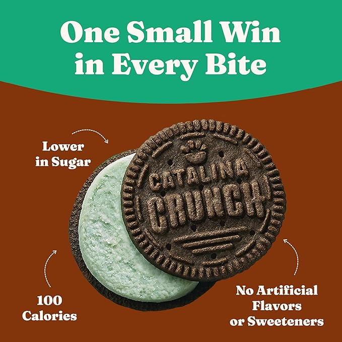 Catalina Crunch Protein Cookies, 4g Protein per Serving | Low-Sugar Sandwich Cookies | Gluten Free, Vegan | Keto Dessert Snacks - Chocolate Mint, 5.9 oz. (14 Count) (Pack of 2)