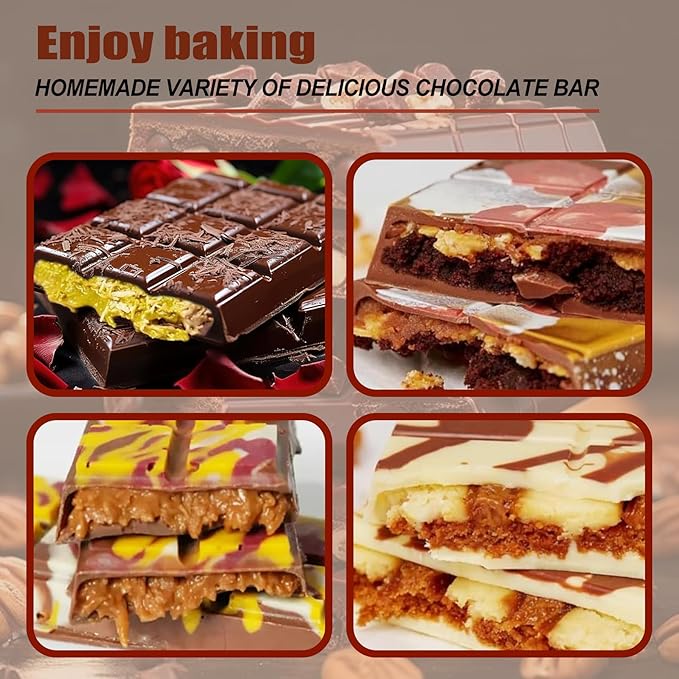 2 Pack Deep Chocolate Bar Molds Silicone,Large Stuffed Dubai Pistachio Deep Bar Moulds Kit 1 Inch Thick Big，for Homemade Making Bar Candy Bar Bpa Free DIY.