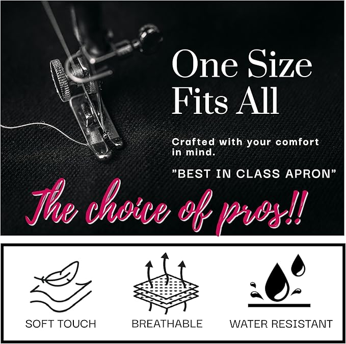 Pomp 2 Pack Premium Bib Aprons | Adjustable Neck + 2 Pockets | Water + Oil Resistance | Men & Women's Kitchen Cooking Aprons