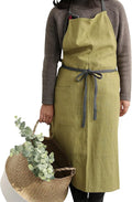 HANEE Kitchen Apron for Women & Men (9 Colors) Linen Cooking Aprons with pocket