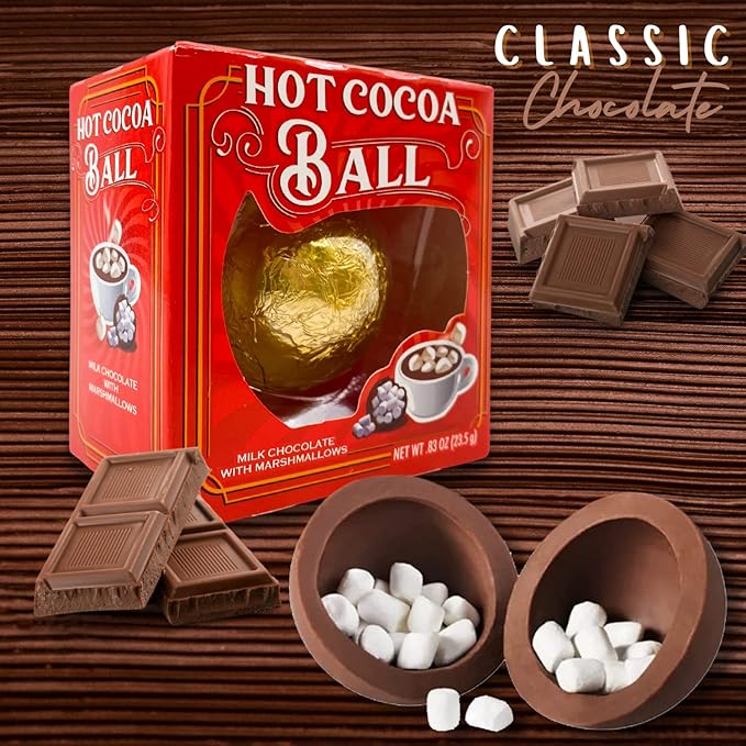 Needzo Hot Chocolate Melting Balls Assorted Variety with Salted Caramel, Peppermint, and Classic Flavors, Bulk Cocoa with Mini Marshmallows Inside, Cute Candy Stocking Stuffers Party Favor Pack of 3