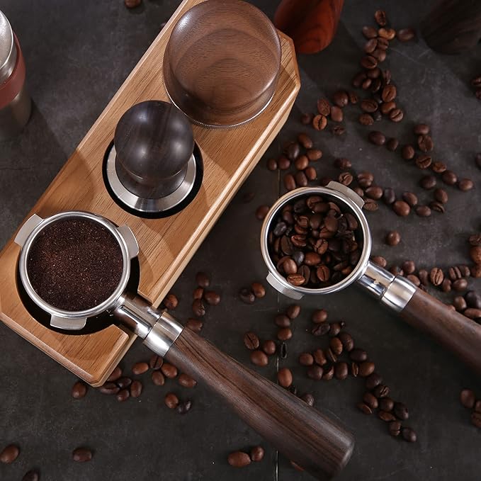 58mm Bottomless Portafilter with Double Shot Filter Basket & Wood Handle for Breville Oracle, Oracle Touch, Dual Boiler BES980XL BES990BSS BES920XL Espresso Machine