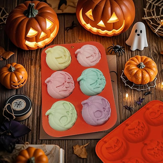 2Pcs Halloween Pumpkin Molds Silicone for Chocolate Candy, 3D Halloween pumpkin Molds Silicone for Candy Gummy (Pumpkin)