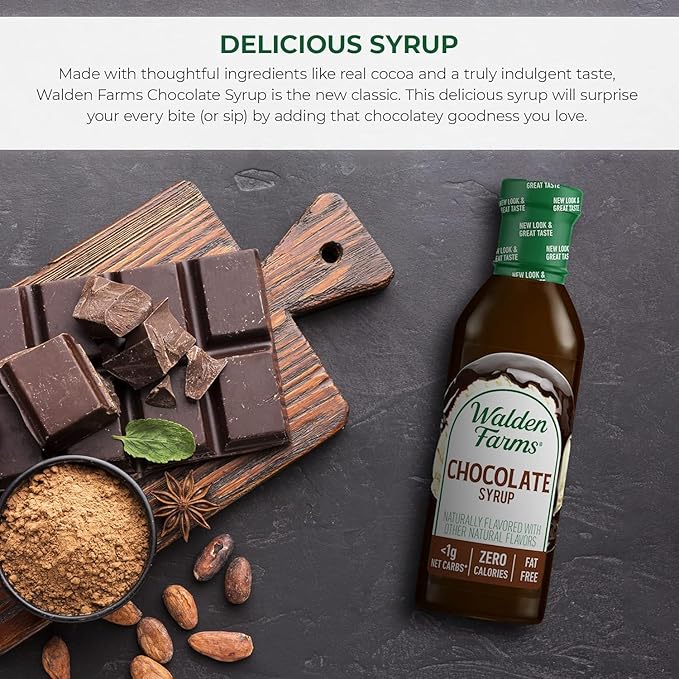 Walden Farms Chocolate Syrup – Perfect for Coffee, Desserts, Ice Cream – Zero Calorie, Sugar-Free, Low Carb, Keto-Friendly, Gluten-Free, Vegan – 2-Pack, 12 oz Bottles