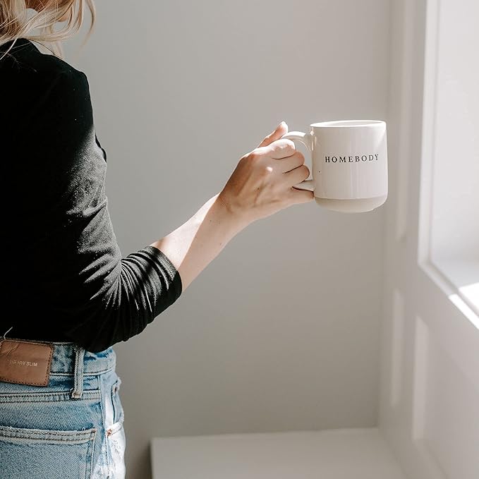 Sweet Water Decor Homebody Stoneware Coffee Mug | Novelty Coffee Mugs | 14oz Stoneware Coffee Cup | Microwave & Dishwasher Safe | Cozy Coffee Mugs for Home | Birthday Gifts for Her