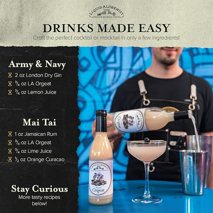 Liquid Alchemist Orgeat Syrup for Cocktails - Real Ingredients Make Our Almond Syrup the Perfect Mai Tai Mix - Non-GMO, Gluten Free & Vegan (25 oz)