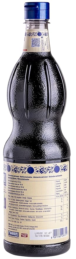 Fabbri Premium Flavoring Syrup, Blueberry, New Enhanced Flavor, All Natural, Made in Italy, 33.8 Ounce (1 Liter)