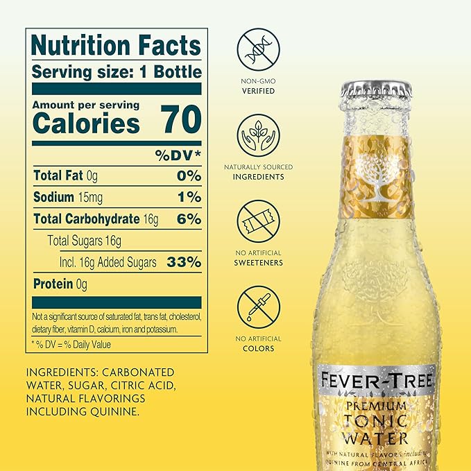 Fever-Tree Premium Tonic Water, Indian, 163.2 Fl Oz (Pack of 24)