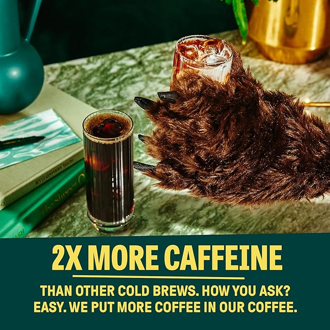 Wandering Bear Straight Black Organic Cold Brew Coffee On-the-Go, 11 fl oz, 12 pack - Extra Strong, Bold, Smooth, Unsweetened, Shelf-Stable, Ready to Drink, 100% Organic Iced Cold Brewed Coffee Drinks
