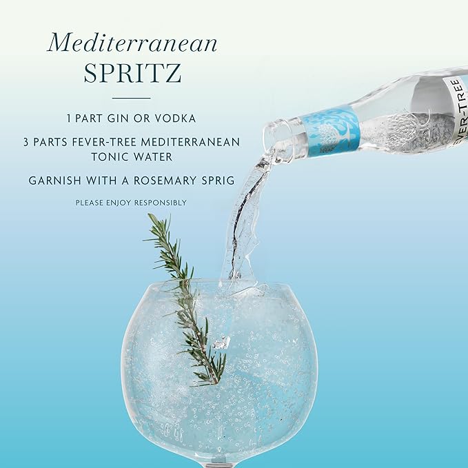 Fever-Tree Mediterranean Tonic Water Glass Bottles, No Artificial Sweeteners, Flavorings & Preservatives, 6.8 Fl Oz (Pack of 24)