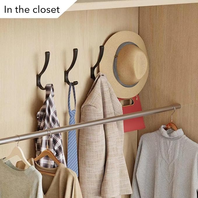 2 Pack Hanging Coat Hooks Wall Mount, Coat Hanger Wall Hangers, Metal Hooks for Hanging Heavy Duty, Screw in Hooks for Hanging Towels, Clothes, Backpack, Hat, Bag, Jacket, Key, Robe, Backpack Grey