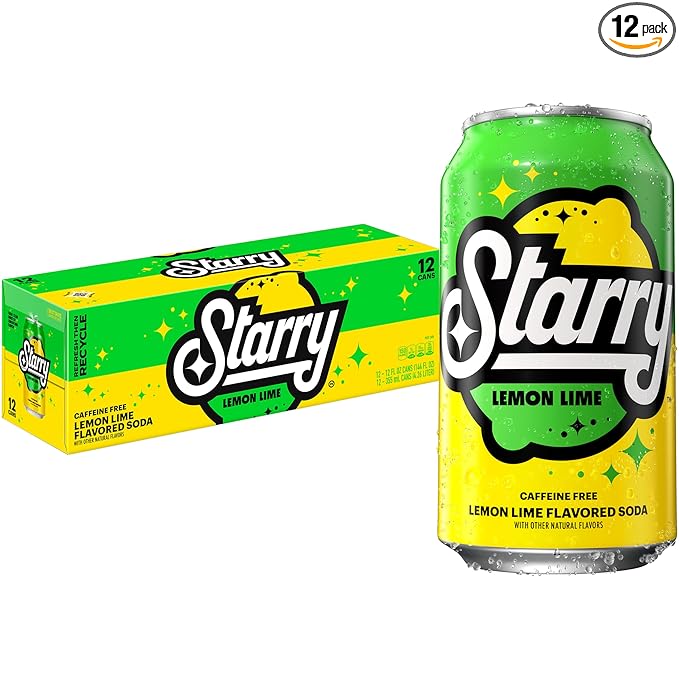 Starry Lemon Lime Soda Pop, 12 Fl Oz Cans (Pack of 12)