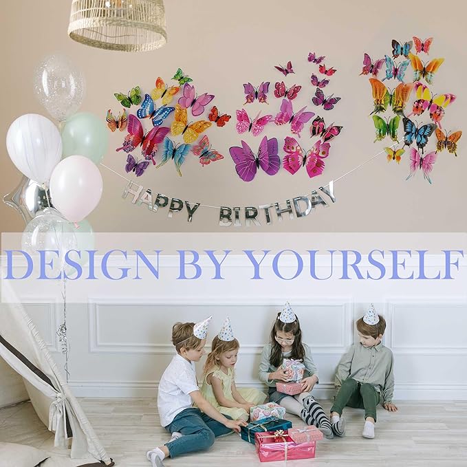Butterfly Wall Decor 24/48 PCS, 3D Butterflies Stickers for Party Decorations with Magnets (Swallow, 24)