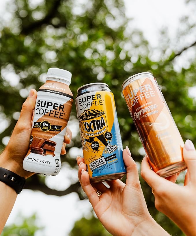SUPER COFFEE Espresso, Iced Keto Coffee (0g Added Sugar, 90 Calories) [Espresso & Cream] 11 Fl Oz, 12 Pack | Iced Smart Coffee - SoyFree GlutenFree