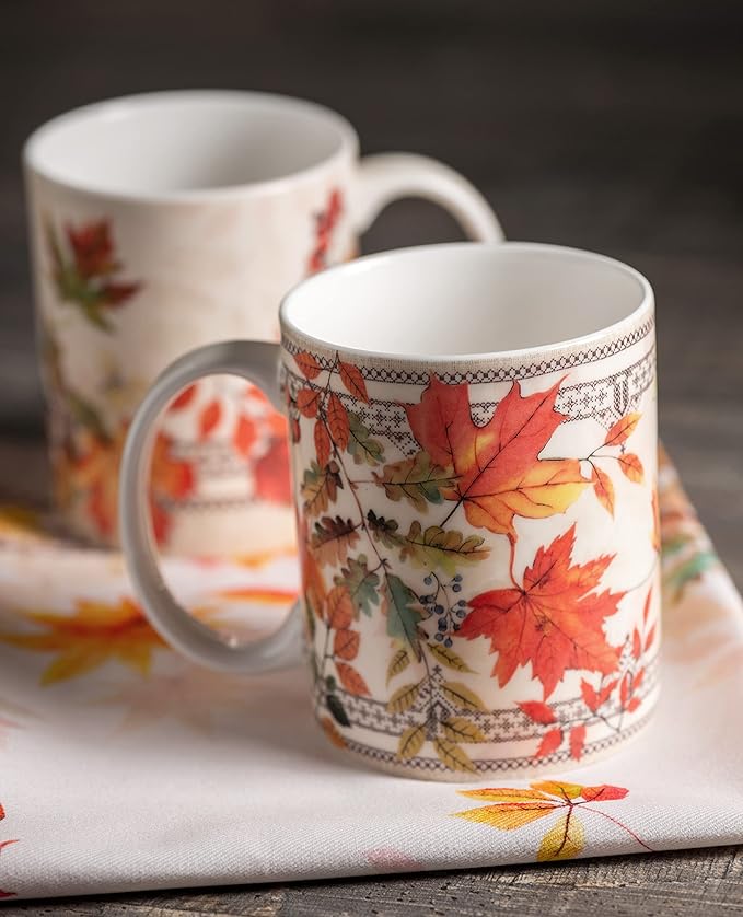 Maison d' Hermine Coffee Mug with Handles Fine Bone China Mugs Pack of Two Tea Cups for Hot Beverages Cappuccino Latte Home Restaurant Office Perfect for Gift (Amarante, 15 Ounce)