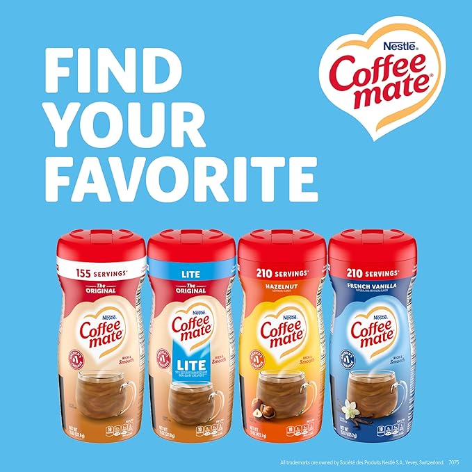 Nestle Coffee mate Coffee Creamer, French Vanilla, Non Dairy Powder Creamer, 15 oz Canister (Pack of 12)