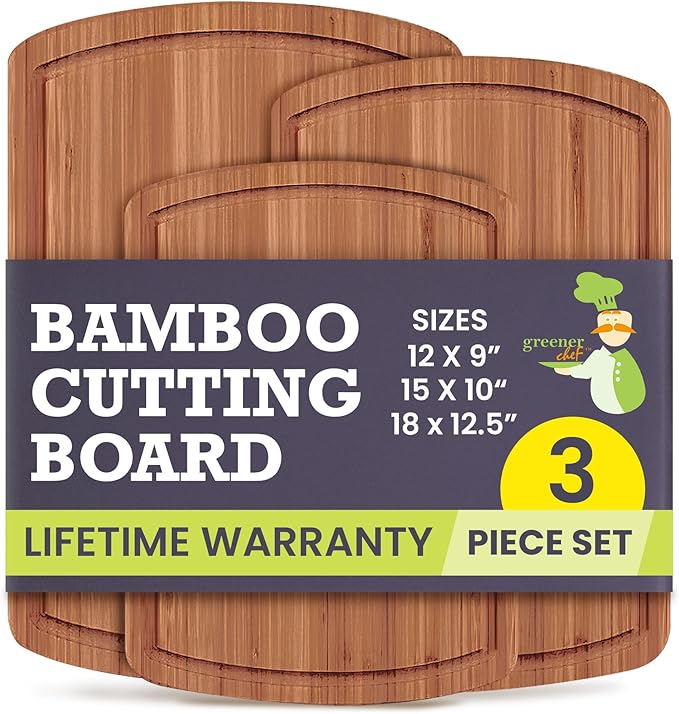 Bamboo Cutting Board Set of 3 - Dark