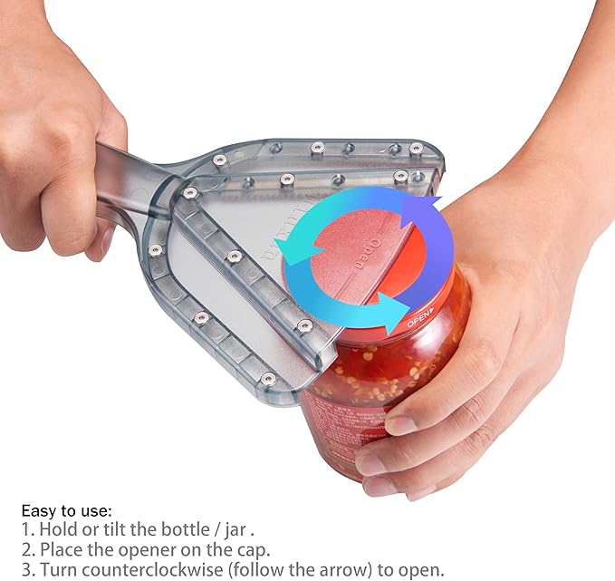 Jar Opener for Weak Hand & Seniors with Arthritis,Easy Twist Off Bottle Caps,Patent | Unique Kitchen Gadgets, Christmas Gifts for Elderly/Women/Men (Red)