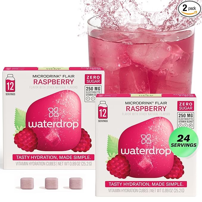 Waterdrop Hydration Cubes, Elderflower & Lime Blossom, Vitamin C, E & Potassium, On The Go Water Enhancer Drops for Still & Sparkling Water, Low Calorie, Zero Sugar, Gluten Free, Non GMO, Vegan, 24 CT