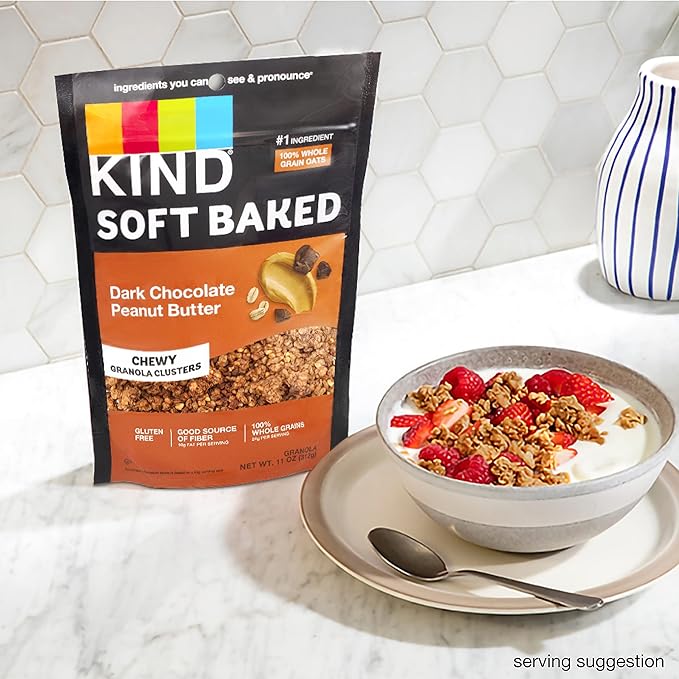 KIND Soft Baked Granola, Dark Chocolate Peanut Butter, 11 oz bag (Pack of 2)