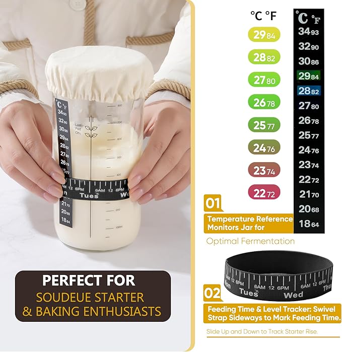 Sourdough Starter Kit with Jar – Complete Sourdough Bread Baking Supplies for Beginners, Includes 2 Silicone Proofing Baskets Baking Mat Sour Dough Kit - Red