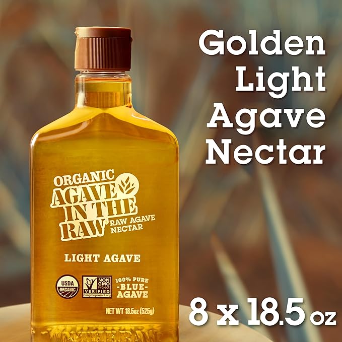 Organic Agave In The Raw Agave Nectar, 18.5 oz., 8 Pack, Made With Organic Blue Agave From Mexico, USDA Organic, Non-GMO Project Verified, Kosher Vegan and Low Glycemic Index