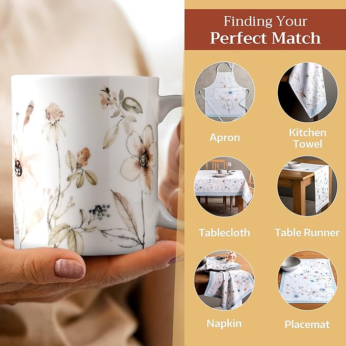 Maison d' Hermine Coffee Mug with Handles Fine Bone China Mugs Pack of Two Tea Cups for Hot Beverages Cappuccino Latte Home Restaurant Office Perfect for Gift (Ice Florals, 15 Ounce)