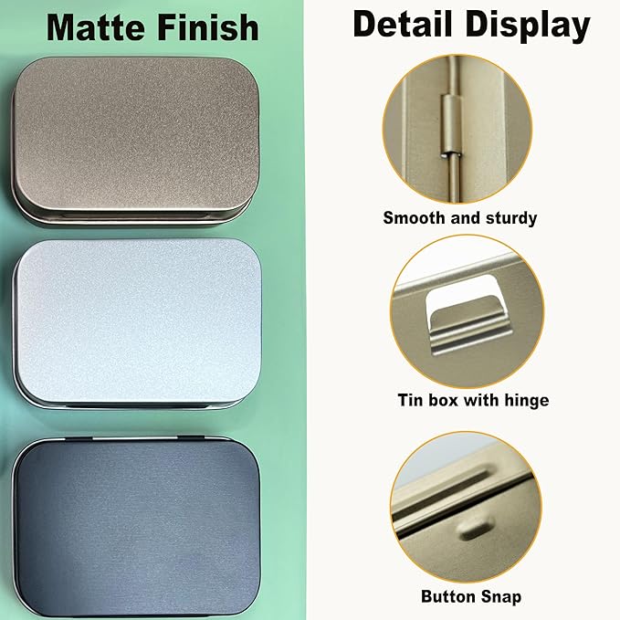 Small Metal Box With Lid-Cookie Tins Metal Tins With Lids Lens Wipes Storage Container Mini Portable Box,Empty Hinged Tin,For Organize Mint Candy Jar,Sewing (Rose Gold, 6 Pcs 3.7" x 2.4" x 0.8")