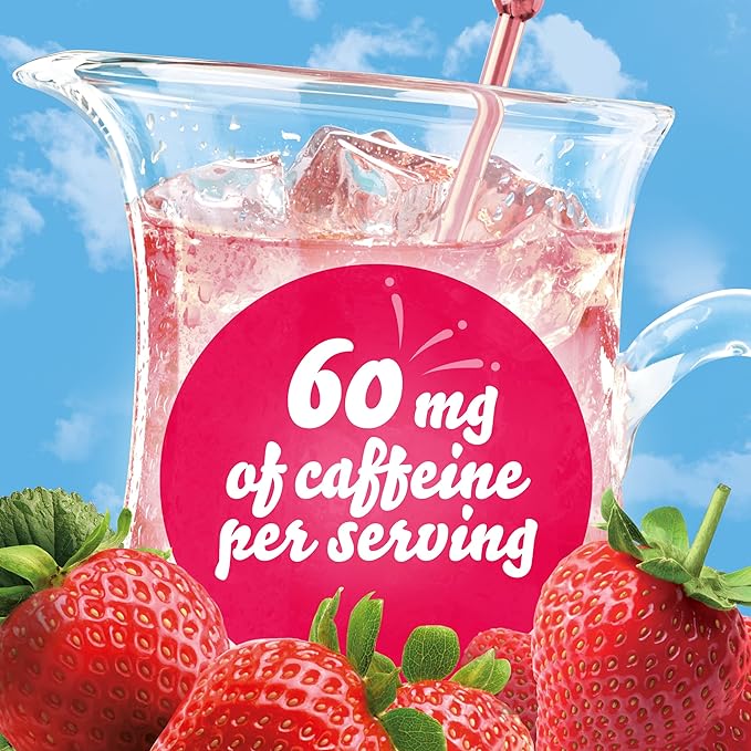 Crystal Light Sugar-Free Energy Wild Strawberry Low Calories Powdered Drink Mix 6 Count Pitcher Packets