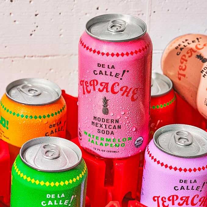 De La Calle Tepache - Watermelon Jalapeño - Modern Mexican Soda - Craft Fermented Pineapple Sparkling Beverage - Certified Organic, Antioxidant Rich, Non-Alcoholic, Healthy Soda, Low Sugar, Low Calorie, Non-GMO