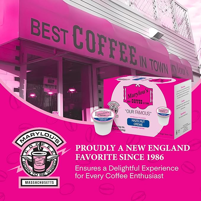 Marylou's Marylou’s Coffee – Hazelnut Creme Flavored Gourmet Coffee – Single Serve Coffee Pods, Compatible with Keurig Brewers – 12 Pods