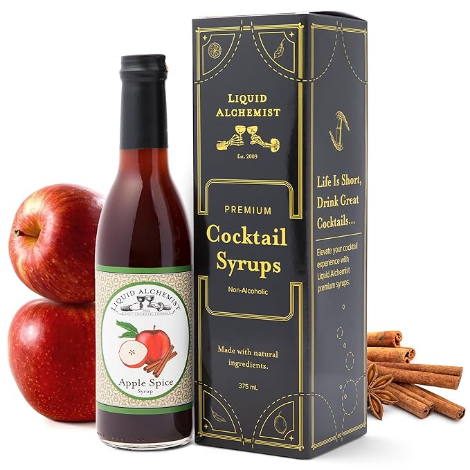 Liquid Alchemist Apple Spice Syrup for Cocktails - Real Ingredients Make our Apple Syrup for Drinks Perfect for a Fall Themed Old Fashioned Mix (12 oz)