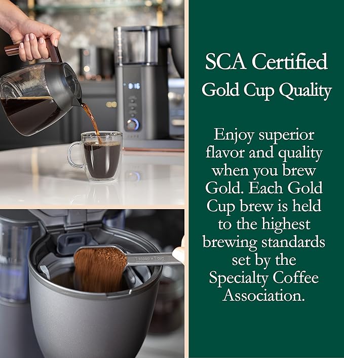 Café Specialty Drip Coffee Maker, 10-Cup Glass Carafe, WiFi Connected Smart Voice-to-Brew, Includes Reusable Filter Basket & Grounds Scooper, Barista-Quality Brew, SCA Certified, Matte Black