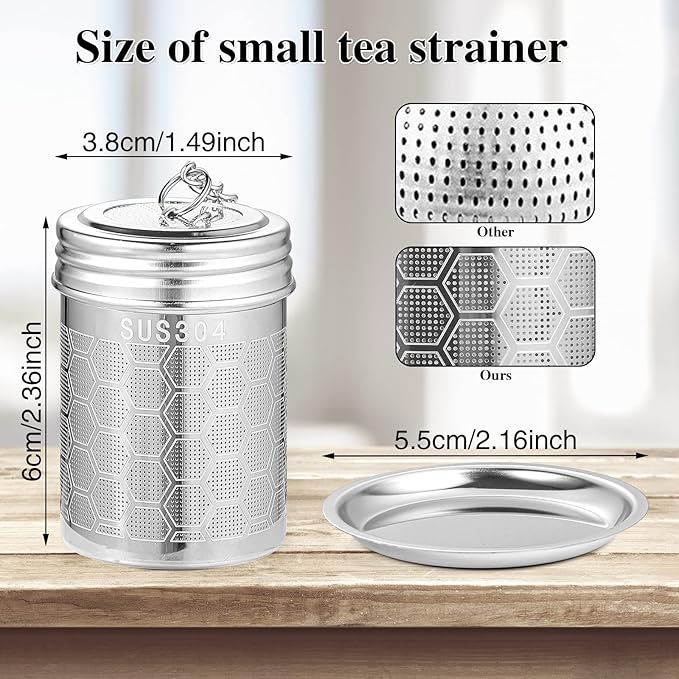 2 Pack Tea Infuser, Tea Strainers for Loose Tea Mesh Stainless Tea Strainer Loose Leaf Tea Steeper Tea Diffuser with Tea Basket and Lid for Black Tea, Spices and Seasonings