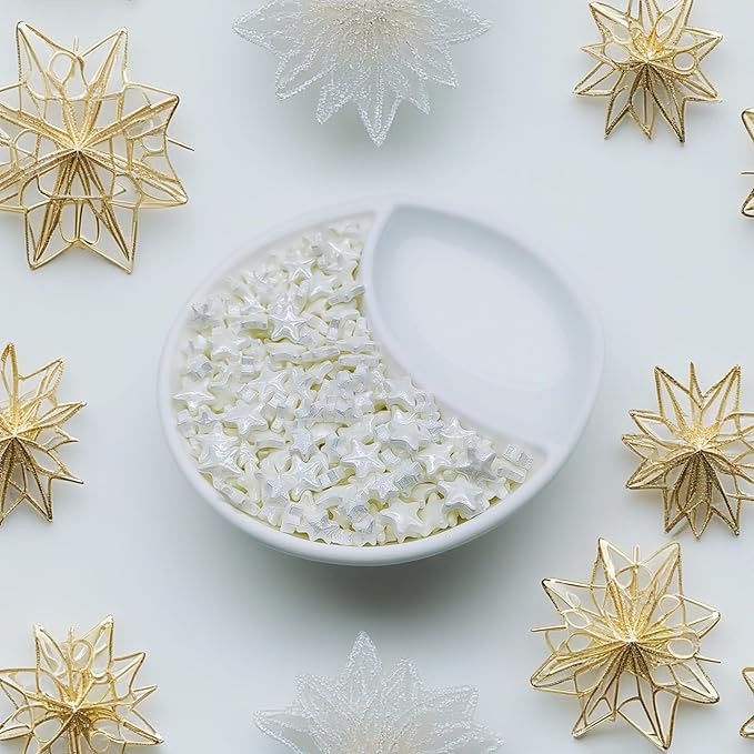 Mixed Size White Stars Sprinkles Edible Stars Cake Decorating Stars Cake Decorations Cupcake Toppers Cookie Decorating Perfect for Cakes,Cupcakes,Desserts Toppings 3OZ