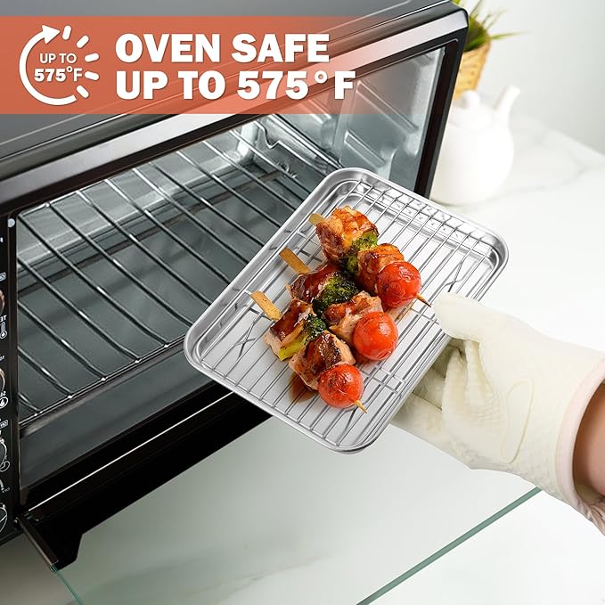 2 Pack Cooling Rack for Baking, Homikit 8.7 * 6.3 Inch Small Stainless Steel Metal Roasting Grilling Cooking Racks, Fits Small Toaster Oven, Dishwasher Safe, Heavy duty & Rust Resistant