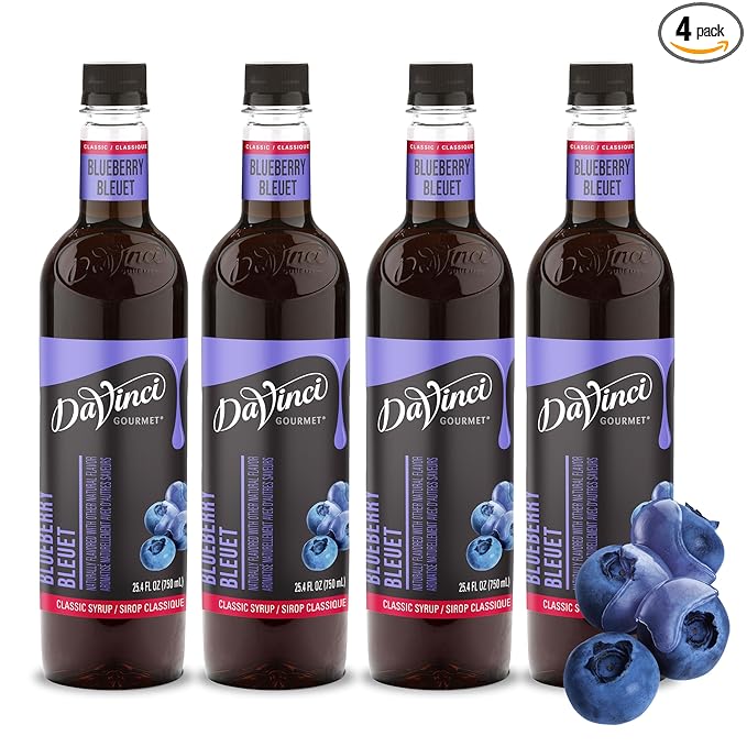 DaVinci Gourmet Classic Blueberry Syrup, 25.4 Fluid Ounces (Pack of 4)