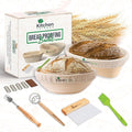 Banneton Bread Proofing Basket, Sourdough Bread Baking Supplies with 9 Inch Round and 10 Inch Oval Banneton Basket, Danish Dough Whisk,Dough Scraper and Bread Lame