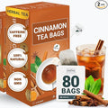 LeafLea Cinnamon Tea Bags, 80 Count (2-Pack), 100% Natural Ground Cinnamon Stick Herbal Tea, Spiced and Warming Flavor for Relaxation, Caffeine-Free, Sugar-Free, Vegan