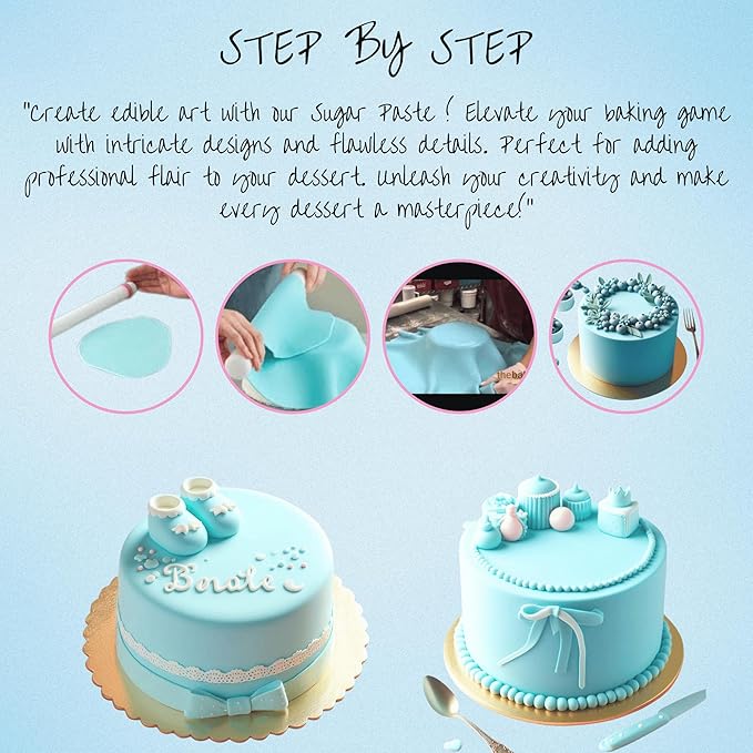 Confect Baby Blue Fondant for Cake Decorating Fondant, Smooth & Ready-to-Use Icing for Christmas Cakes, Cupcakes & Holiday Desserts | Vegan, Gluten-Free, Nut-Free, Palm Oil-Free – 8.8 Oz